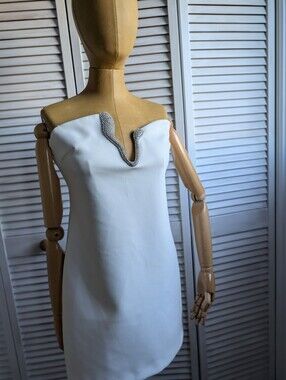 Zara White Strapless Mini Dress with Rhinestone V Detail